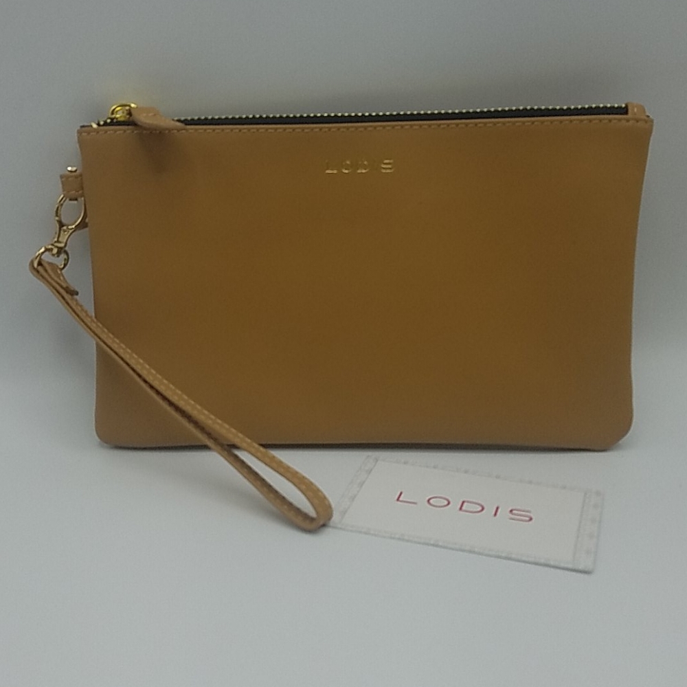 Louis Women's Tan Leather Wristlet Wallet, NEW